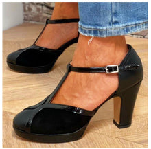 Load image into Gallery viewer, Women's Round Toe Chunky Heel Pumps - Comfortable Low Heel Slip-On Shoes