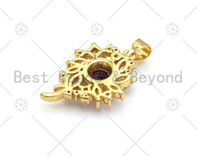 Load image into Gallery viewer, Big Fuchsia CZ Micro Pave Sunflower Shape Pendant, 18K Gold Filled Flower Charm, Big CZ Pave Pendant,17x24mm, Sku#LK373
