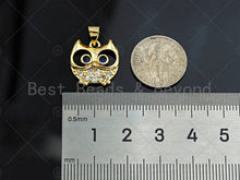 Load image into Gallery viewer, Gold Owl Charms, Dainty Owl Charms, Owl Pendant, Gold Charm, Gold Pendant, Necklace Charms, 15x16mm, Sku#LK96