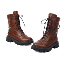 Load image into Gallery viewer, Women's Chunky Heel Mid-Calf Lace-Up Boots | Square Toe Dr. Martens Style | Sizes 35–42