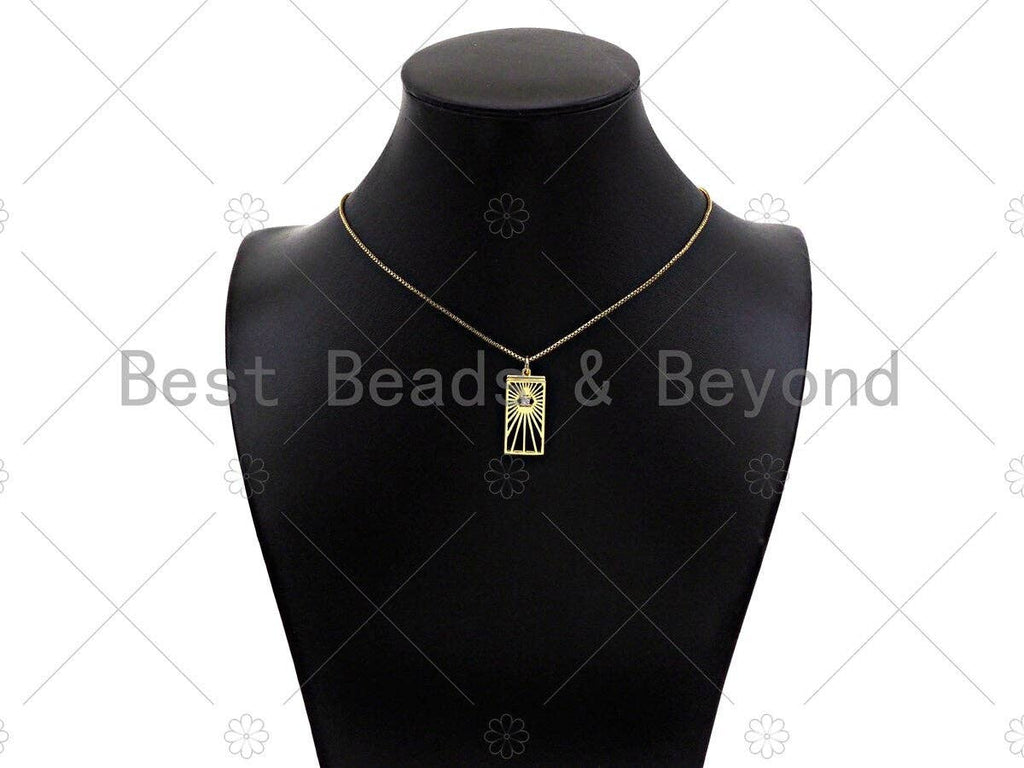 Gold Filled CZ Micro Pave Radial Evil Eye On Rectangle Shape Pendant,18K Gold Filled Charm, Necklace Bracelet Charm,12x25mm,Sku#F1400