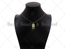 Load image into Gallery viewer, Gold Filled CZ Micro Pave Radial Evil Eye On Rectangle Shape Pendant,18K Gold Filled Charm, Necklace Bracelet Charm,12x25mm,Sku#F1400