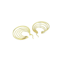 Load image into Gallery viewer, Gold Silver Mult Oval Line Hoop Earrings, Sku#LD603