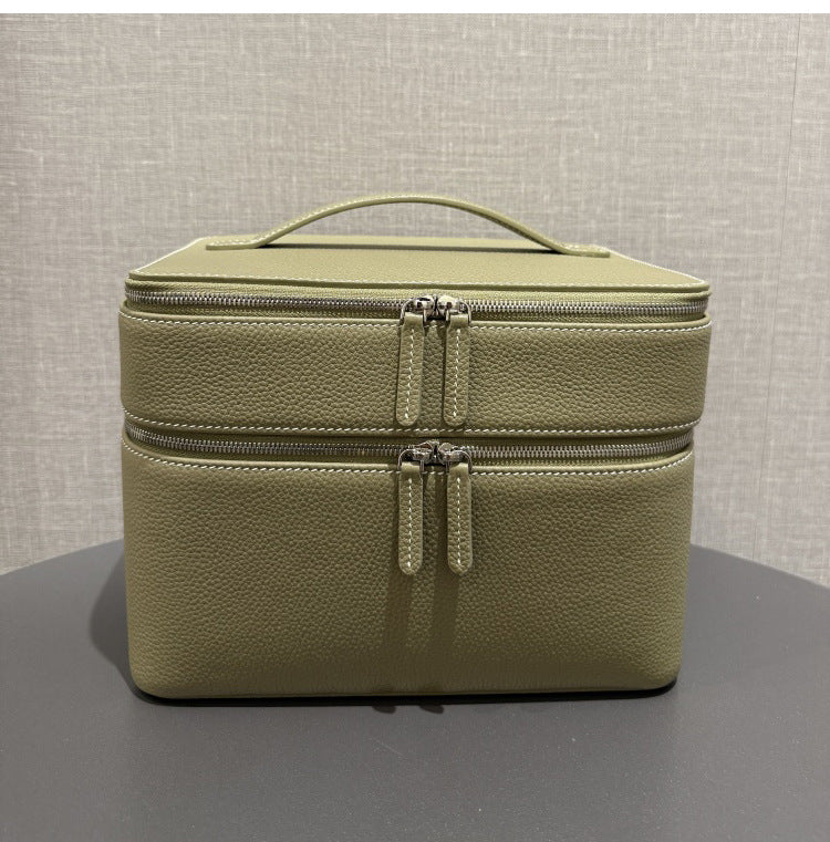 Genuine Leather Travel Jewelry Organizer Tote - Multi-Functional Makeup Storage Bag