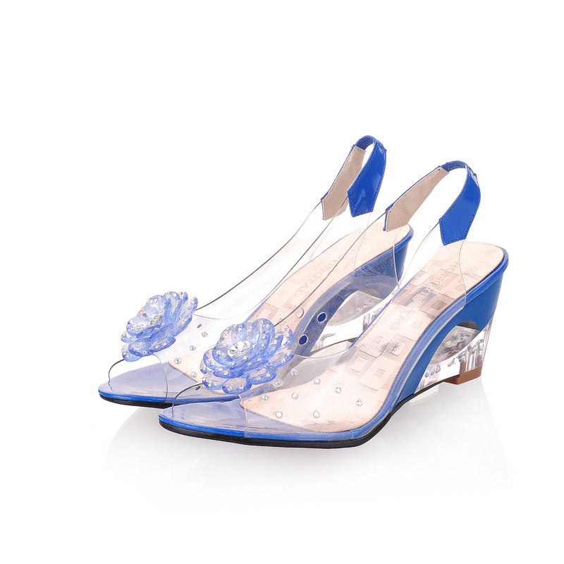 Women's Transparent Crystal Peep Toe High Heels - Summer Clear Sandals