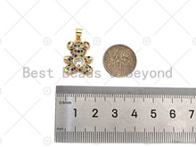 Load image into Gallery viewer, CZ Micro Pave Colorful Heart On Teddy Bear Pendant/Charm, Colorful Cubic Zirconia Charm, Necklace Bracelet Charm Pendant,20x15mm, Sku#LK216