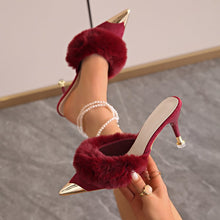 Load image into Gallery viewer, Women's High Heel Platform Slides - Suede Open Toe Slippers