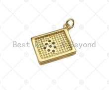 Load image into Gallery viewer, CZ Micro Pave Love Heart On Rectangle Shape Pendant/Charm,18K Dainty Gold Medallion Charm, Necklace Bracelet Charm,17x20mm, Sku#LK254