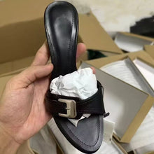 Load image into Gallery viewer, Women's Mid-Heel Peep Toe Sandals – PU Leather Casual Outdoor Sandals in Black &amp; Apricot