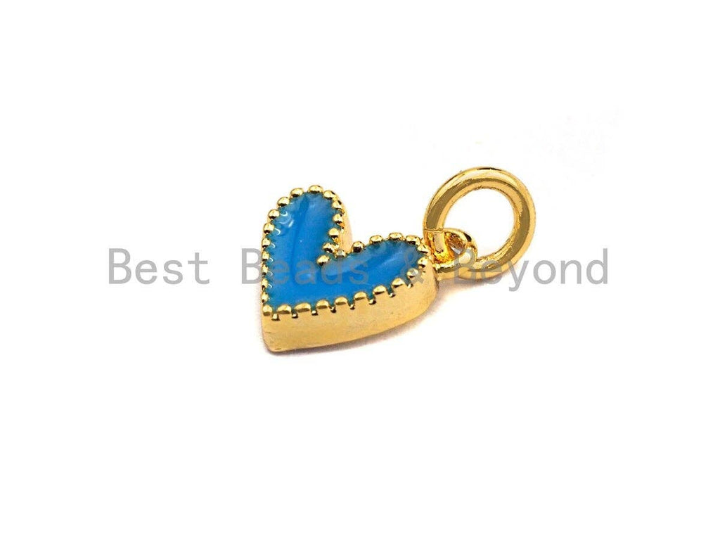 Gold Silver Cute Enamel heart charm, SKU#Z410