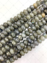Load image into Gallery viewer, 2mm Large Hole Natural Labradorite Beads, 6x10mm Rondelle Faceted Labradorite, Big Hole Beads, 8" Long Strands, Sku#U1237