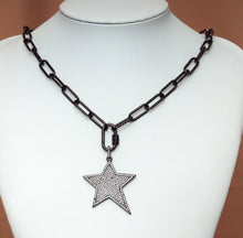 Load image into Gallery viewer, Paperclip chain necklace with star, heart, round disc pendant, sku#CL13