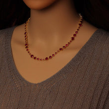 Load image into Gallery viewer, Gold Fichsia Pink Dot CZ Link Chain Necklace, Sku#A351