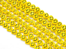 Load image into Gallery viewer, Yellow Smiley Face Ceramic Beads, 15mm, Sku#U1479