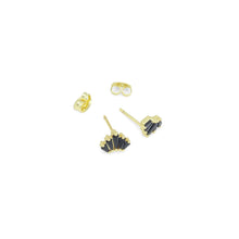 Load image into Gallery viewer, Clear Black Baguette CZ Fan Shape Earrings, Sku#A392