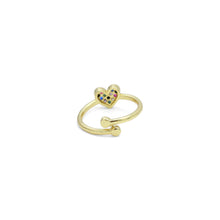 Load image into Gallery viewer, Clear Colorful CZ Heart Adjustable Ring, Sku#A384