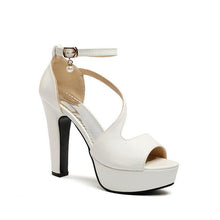 Load image into Gallery viewer, Women's Open-Toe Platform Sandals | Thick Heel PU Fish Mouth Heels