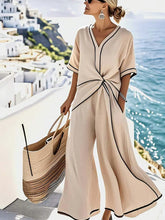 Load image into Gallery viewer, Striped Print Maxi Dress – Short Sleeve Beach Vacation Dress