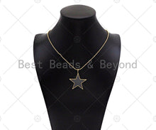 Load image into Gallery viewer, Gray Enamel Five Point Star Pendant with Gold Finish, Grey Enamel Star, Colorful Enamel Star, 14x22/24x31/33x40mm, Sku#FH172