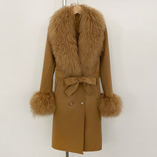 Load image into Gallery viewer, Long Double-faced Wool Coat With A Shearling Collar