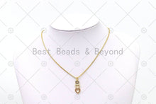 Load image into Gallery viewer, Clear/Fuchsia/Cobalt CZ Micro Pave Triple Heart/Star Shape Pendant, 18K Gold Filled Charm, Necklace Bracelet Pendant, 22x9mm,Sku#LK495