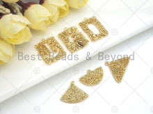 Load image into Gallery viewer, Filigree Gold Lacy Charm, Anchor/Ballerina/Fan/Oval/Triangle Brushed Gold Twisted Wire Charm Pendants for Earrings necklace making, sku#CP07