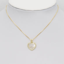 Load image into Gallery viewer, CZ Gold White Pearl Heart Charm, Sku#LX399