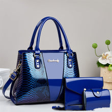 Load image into Gallery viewer, Women's Snakeskin Pattern Tote Handbag Set - 3-Piece Crossbody Shoulder Bag with Wallet