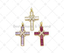 Load image into Gallery viewer, Colorful Big CZ Micro Pave Cross Shape Pendant, 18K Gold Filled Cross Charm, Necklace Bracelet Charm Pendant,Sku#JL61