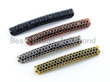 Load image into Gallery viewer, Black CZ Micro Pave Curved Tube, Spacer Tube for 2mm leather Cord Finding, Gold/Silver/Rose Gold/Gunmental, 37x5mm, sku#M70