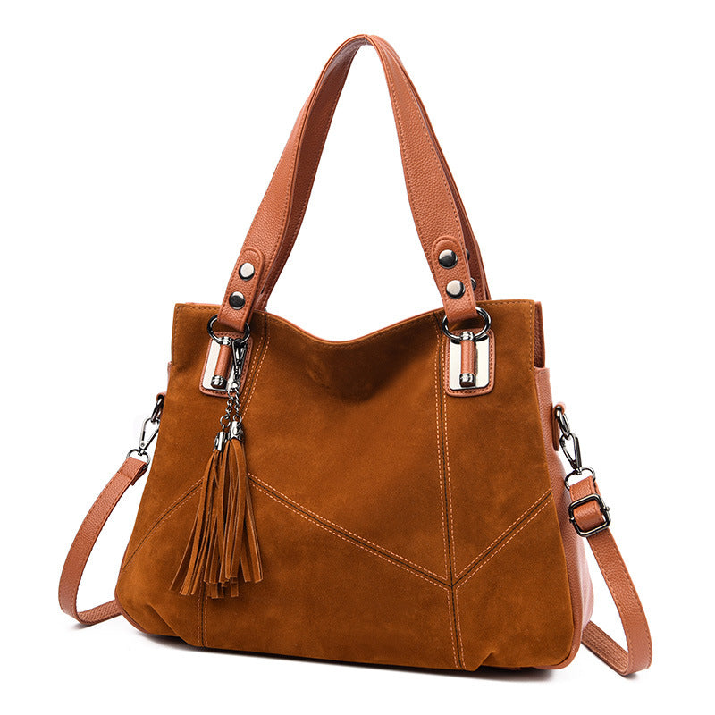 Women's Retro Tassel Suede Crossbody Bag | Vintage European Style Handbag with Multiple Pockets