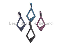 Load image into Gallery viewer, CZ Micro Pave Hollow out Rhombus Shape Pendant, Rhombus Frame Shape Pendant Charm, Earrings Necklace Bracelets Making Charm,20x45mm, sku #X4