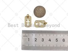 Load image into Gallery viewer, CZ Micro Pave Hollow Out Cross On Rectangle Shape Pendant/Charm,Dainty Medallion Charm, Necklace Bracelet Charm Pendant,10x17mm, Sku#L514