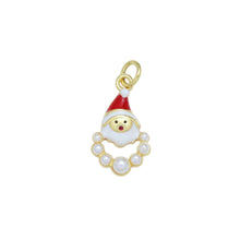 Load image into Gallery viewer, CZ  Enamel White Pearl Santa Claus Charm Pendant, SKU#LK952