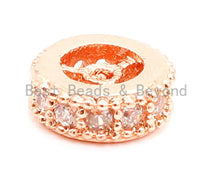 Load image into Gallery viewer, CZ Micro Pave Spacer Beads, Cubic Zirconia Wheel Round Spacer Beads, 6x3mm, 8x3mm, sku#G80