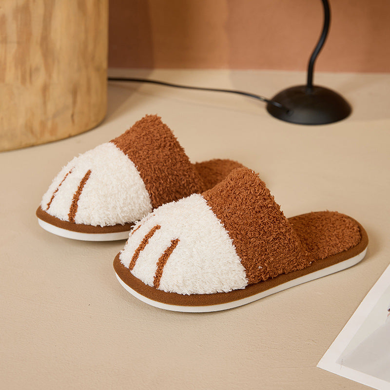 Unisex Cat Paw Plush Slippers | Faux Fur Slip-On Home Shoes