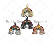 Load image into Gallery viewer, Colorful CZ Micro Pave Rainbow With Cloud Pendant/Charm,Rainbow Cubic Zirconia Pendant, Silver/Gold /Rose Gold/Black Tone,15x18mm,Sku#F1170