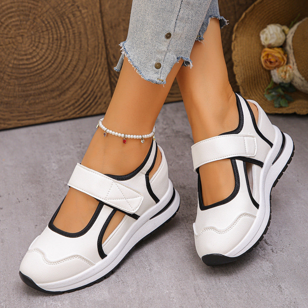 Women's Plus Size Color-Block Wedge Casual Shoes | Round Toe Breathable Mesh Flats