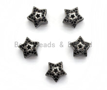 Load image into Gallery viewer, Black CZ Pave On Black Micro Pave Hollow Puffy Star Spacer Beads,sku#C96