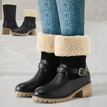 Load image into Gallery viewer, Women's Buckle Chunky Heel Western Boots | Warm Winter Round-Toe Mid Boots