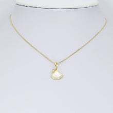 Load image into Gallery viewer, CZ Pave Ginkgo Leaf Shape Mop Charm Pendant, Sku#LK958