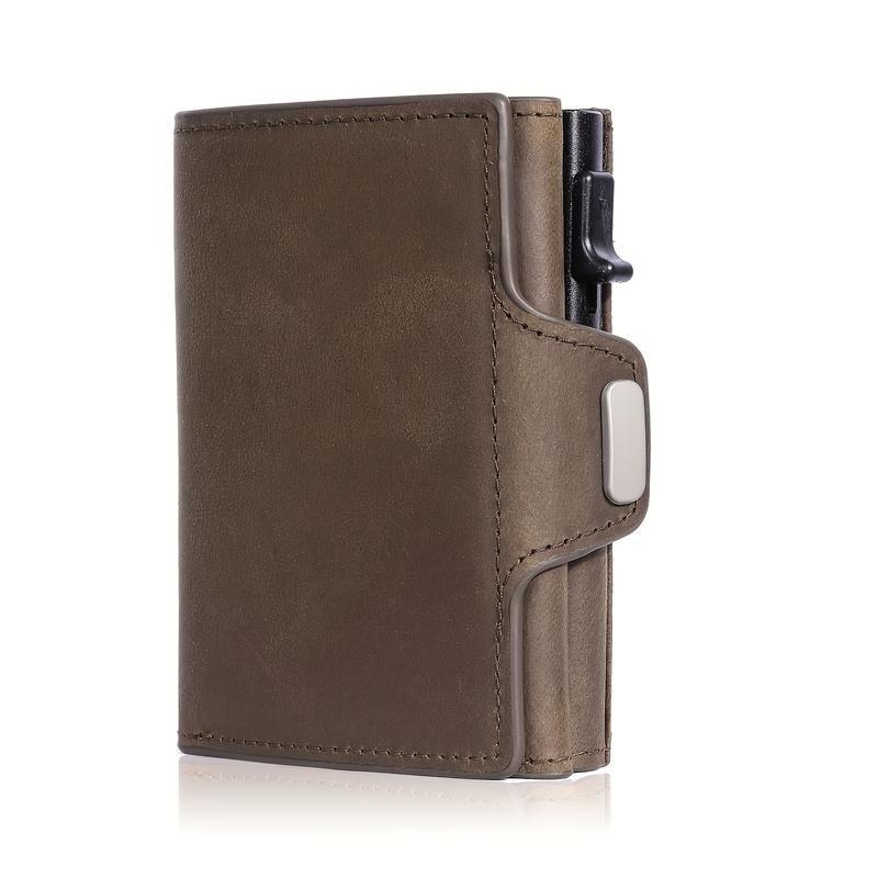 Premium Vintage Men's Leather Card Holder Wallet - RFID Blocking Slim Minimalist Design