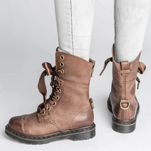 Load image into Gallery viewer, Women's British-Style Lace-Up Ankle Boots | Round Toe Flat Boots