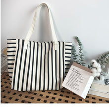 Load image into Gallery viewer, Striped Canvas Bag For Women  Single-shoulder  Large Capacity  For Students