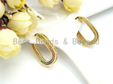 Load image into Gallery viewer, Colorful CZ Huggies Oval Shape Loop Earrings,  Sku#J248