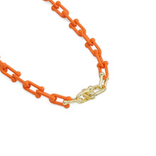 Load image into Gallery viewer, Colorful Enamel Metal U Chain necklace with Rectangle clasp,