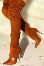 Load image into Gallery viewer, Women's Over-the-Knee Suede Boots - Stiletto Heel Pointed Toe Stretch Boots