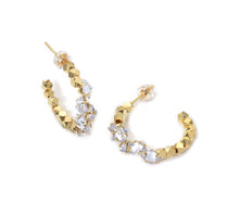 Load image into Gallery viewer, Gold Silver Crystal Diamond cut Ball Hoop Earrings, Sku#LX474c