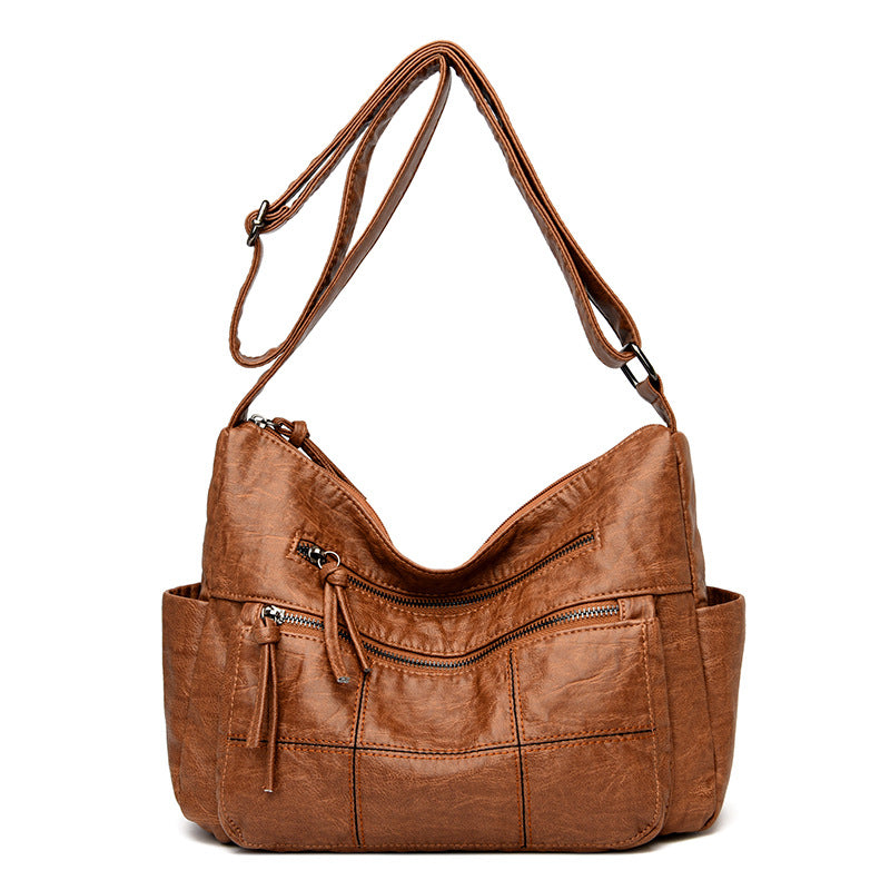 Women's Solid Color Crossbody Shoulder Bag - PU Leather Casual Handbag