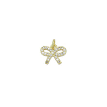 Load image into Gallery viewer, Gold Clear CZ Bowknot Charm Pendant, Sku#LK974